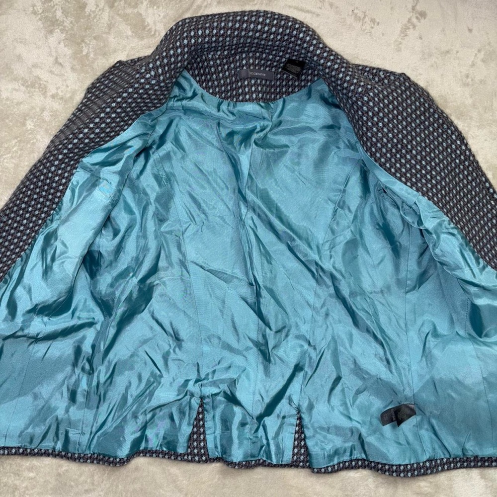 liz claiborne wool angora tweed blazer jacket - Picture 7 of 9
